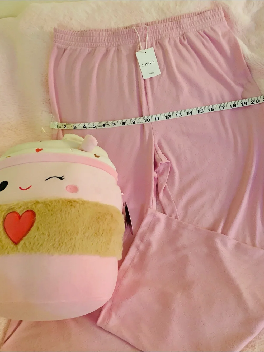 Z Supply Maison Heart Pointelle Long Loungewear Set Pink Crush Large Comfy NWT